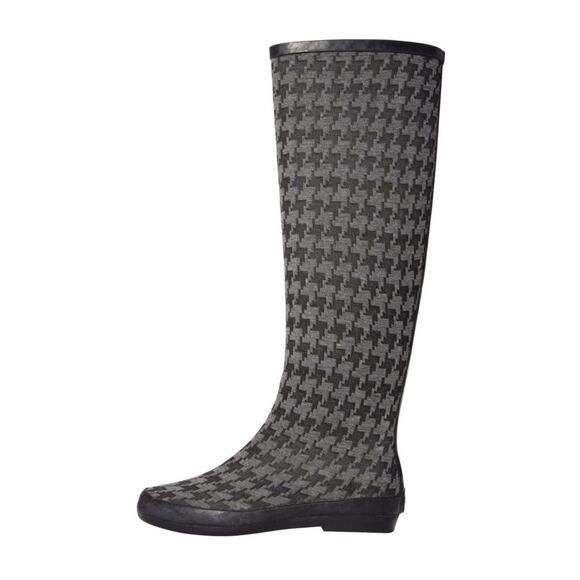 Dav Women's Fashion Rubber Rain Boots Fabric Coated black grey Waterproof size 9 - Picture 1 of 8